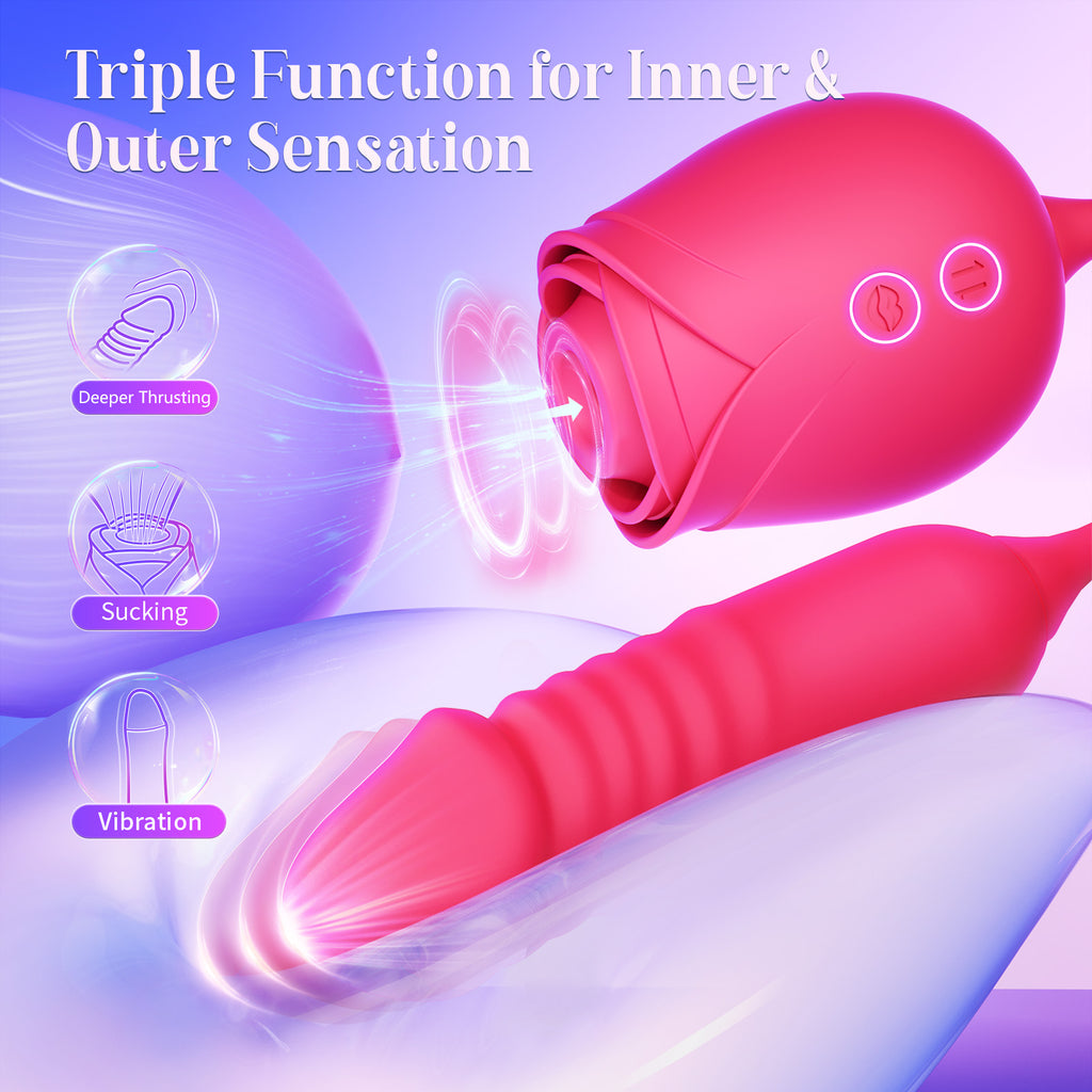 Mooligirl™ Jasmine - Rose Clit Vibrator External & Internal Vibrator -Red