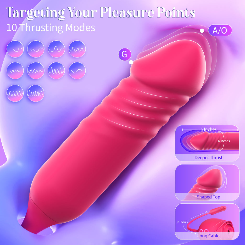 Mooligirl™ Jasmine - Rose Clit Vibrator External & Internal Vibrator -Red